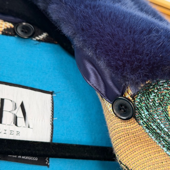 Zara Atelier Collection Jacquard Zodiac Signs and Faux Fur Collar Car Coat - Picture 11 of 11